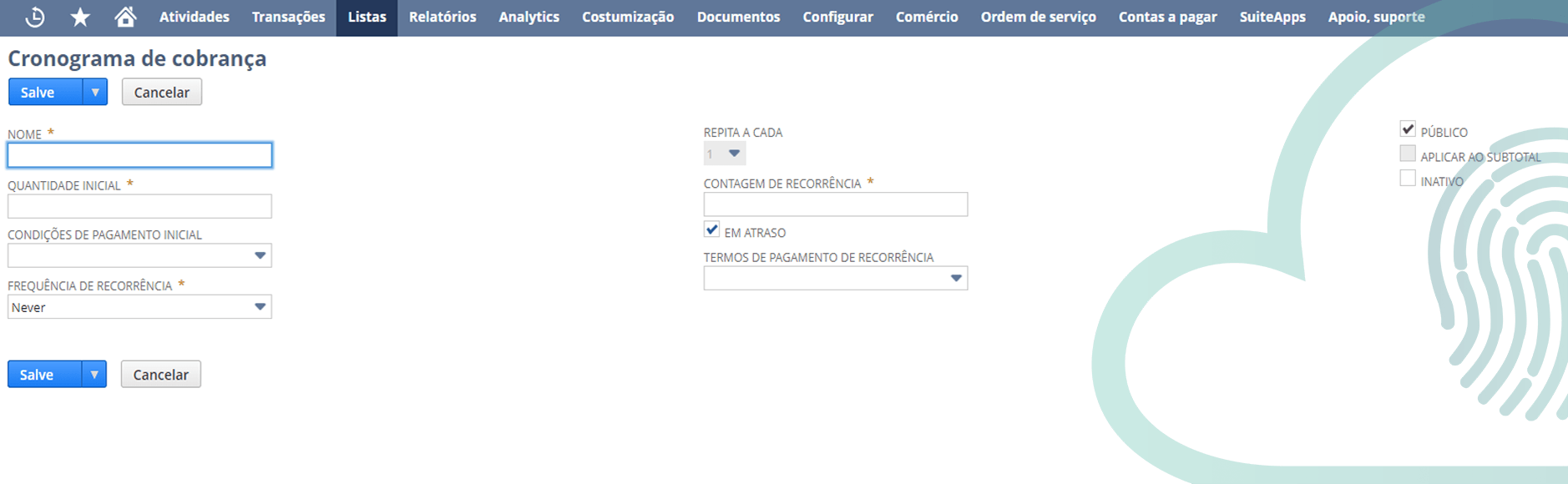 Mundo NetSuite_Cronograma de faturamento