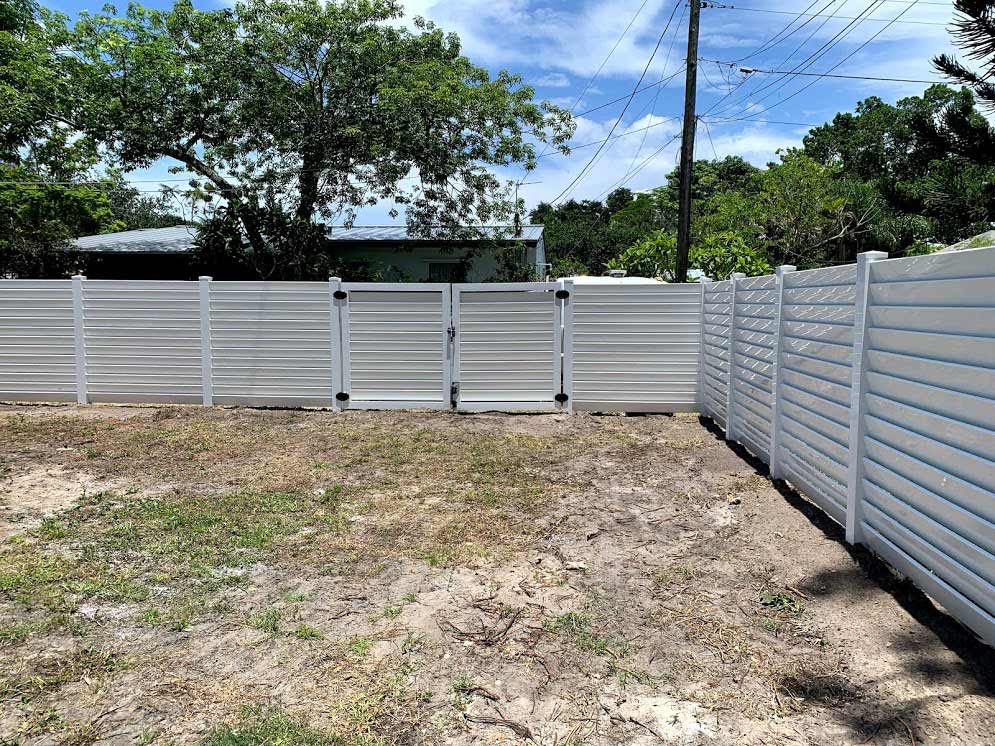 PVC Vinyl Double Gate Set — Sunrise, FL — First Class Fence & Rail, Inc.