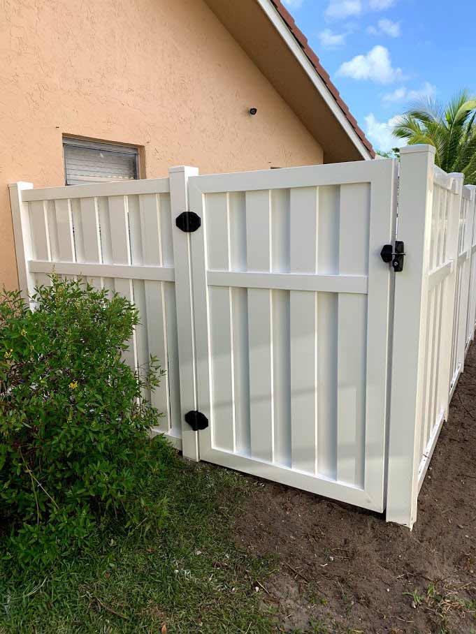 White 6ft Pool Safe Shadowbox — Sunrise, FL — First Class Fence & Rail, Inc.