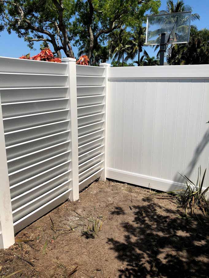 PVC Vinyl Louvered Connection — Sunrise, FL — First Class Fence & Rail, Inc.