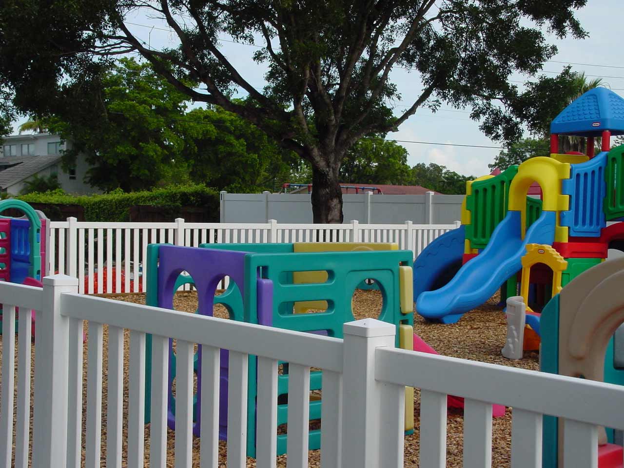White Railing Style Playground Fence — Sunrise, FL — First Class Fence & Rail, Inc.