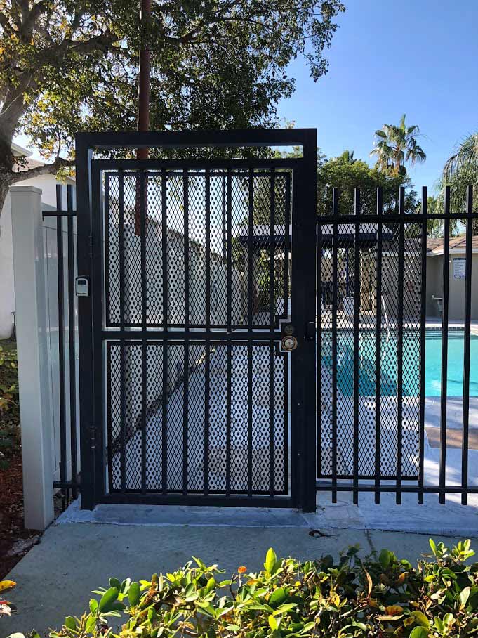 Steel Black Pool Gate — Sunrise, FL — First Class Fence & Rail, Inc.