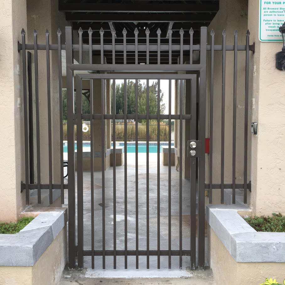 Steel Bronze Pool Gate — Sunrise, FL — First Class Fence & Rail, Inc.