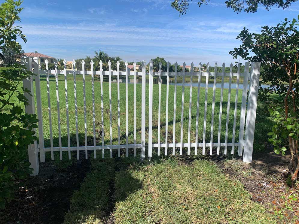 Steel Stamped Point Gate Set — Sunrise, FL — First Class Fence & Rail, Inc.