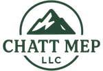 Green circular logo with a mountain and lightning bolt inside, text "CHATT MEP LLC".