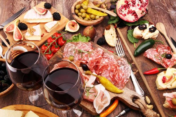 Italian antipasti wine snacks set