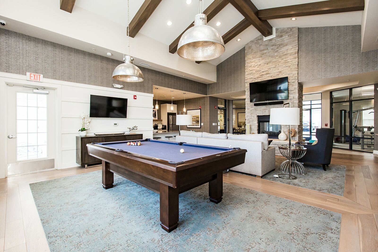 Clubhouse with billiard table at The Reserve at Stoney Creek.