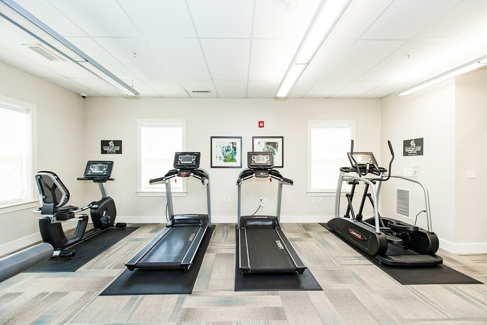 The Reserve at Stoney Creek fitness center with machines. 