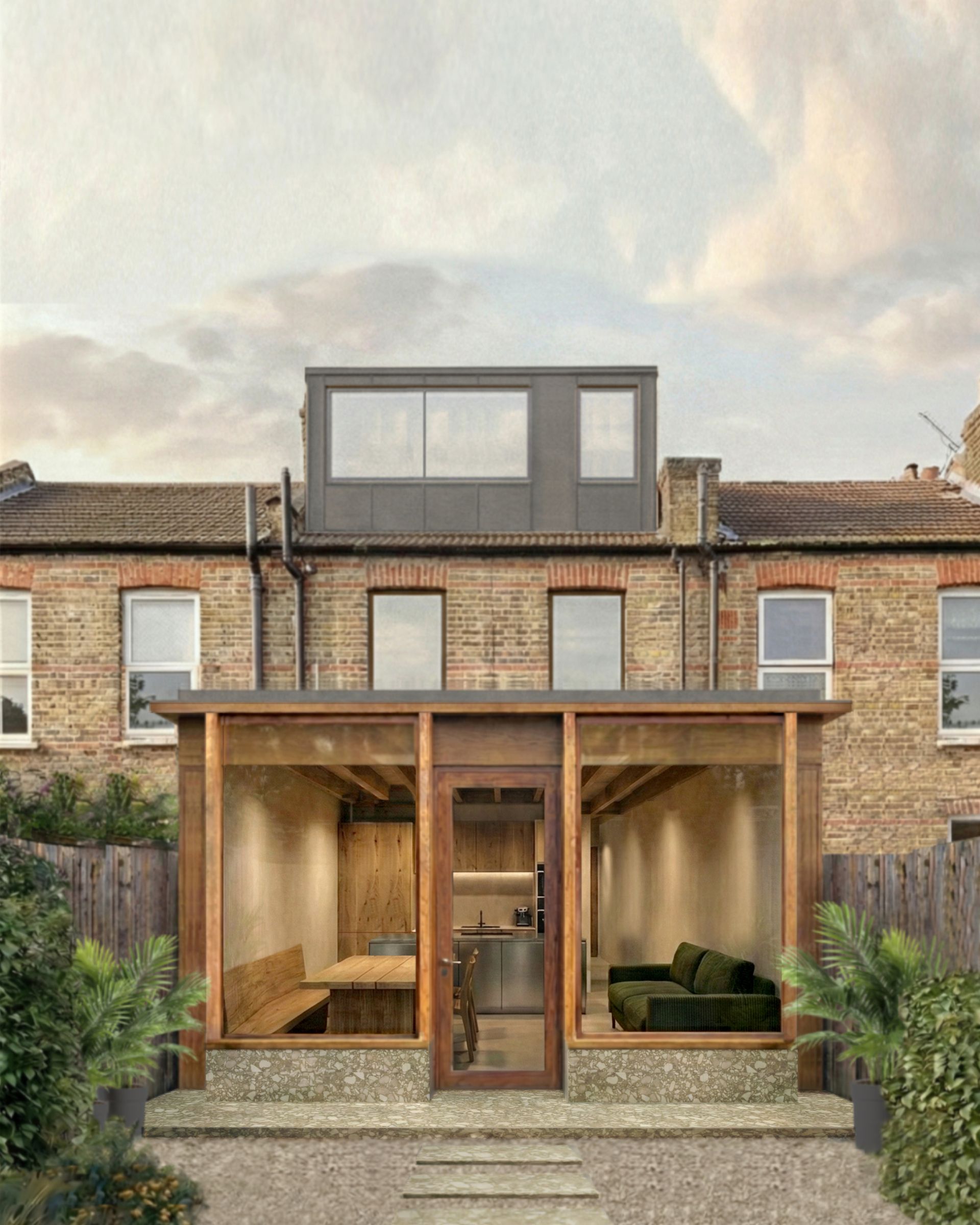 Armstrong Campbell Architects House Rear Extension in Leytonstone London timber and terrazzo