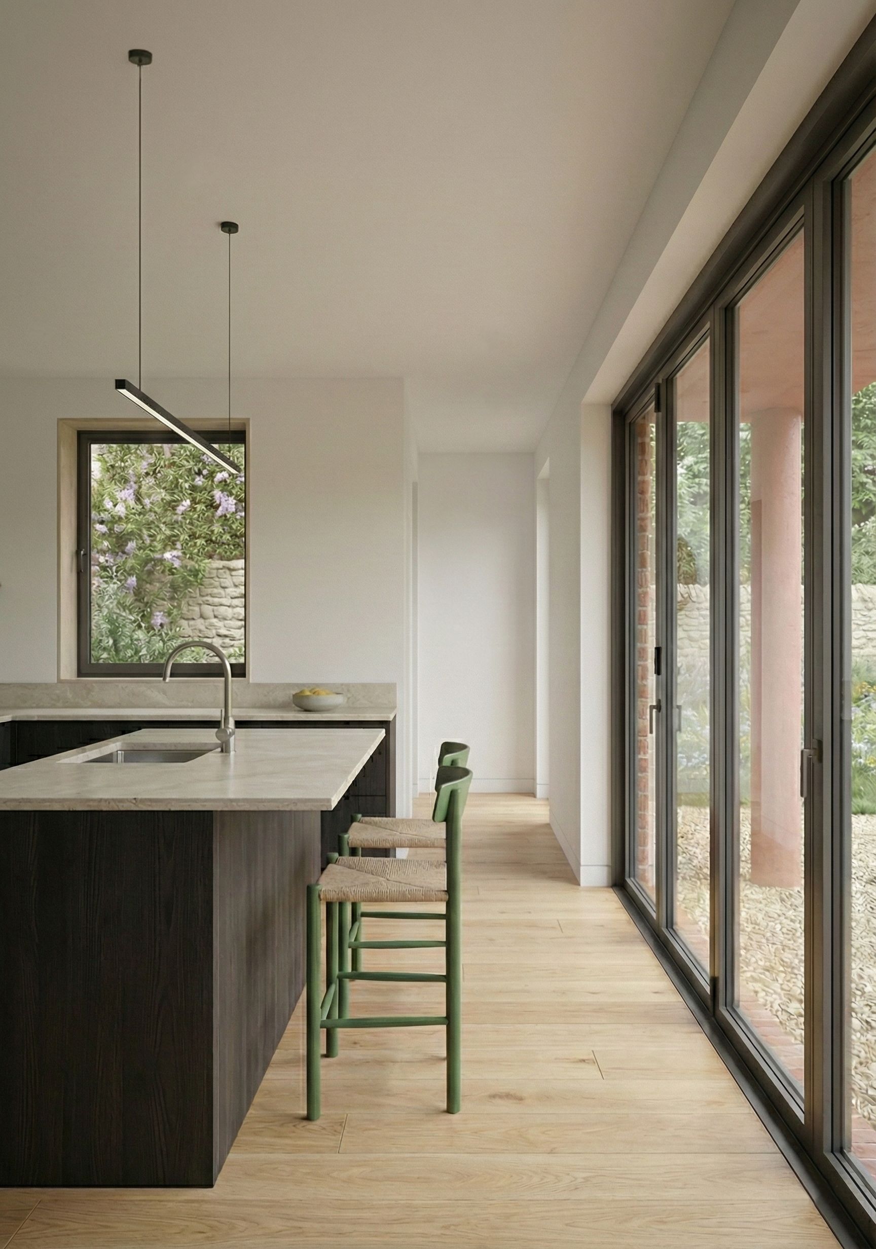 armstrong campbell architects  interior black oiled timber oak kitchen view