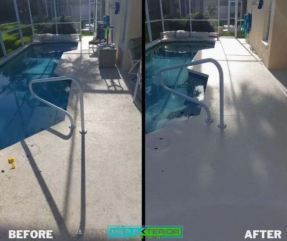 A before and after photo of a swimming pool
