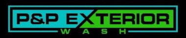 A blue and green logo for P & P Exterior Wash