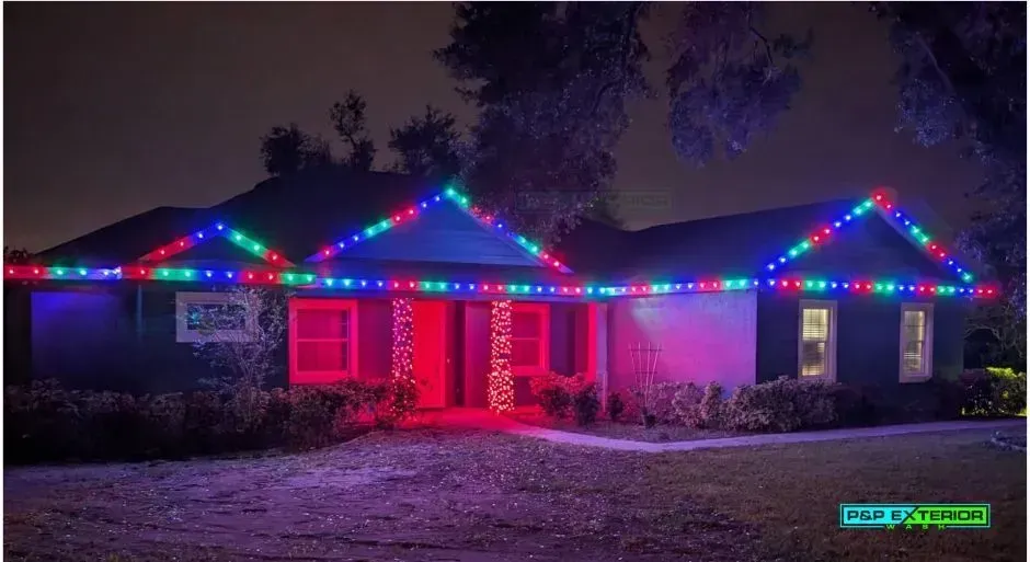 A house with a lot of christmas lights on it