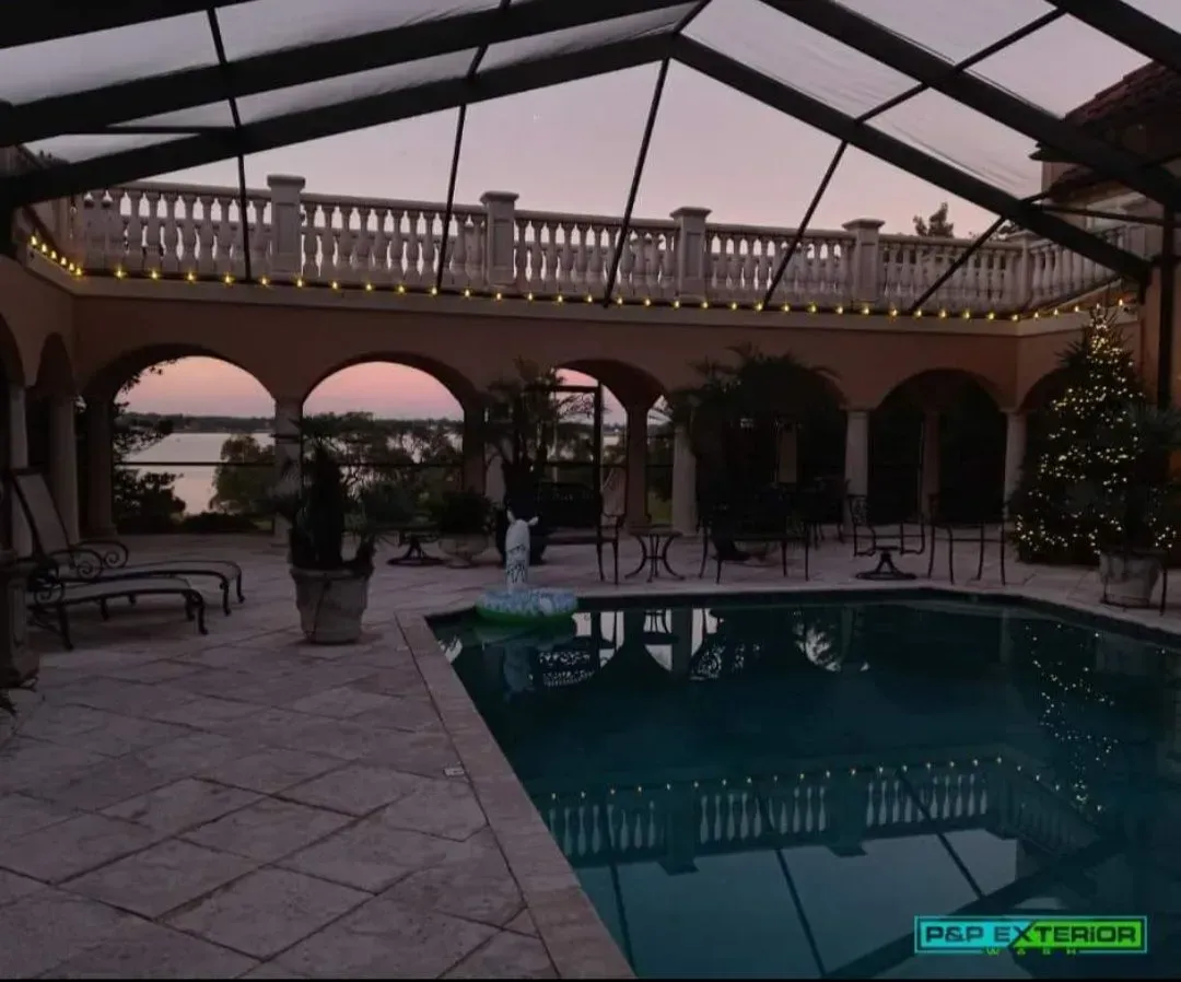 A picture of a swimming pool taken by pcr exterior