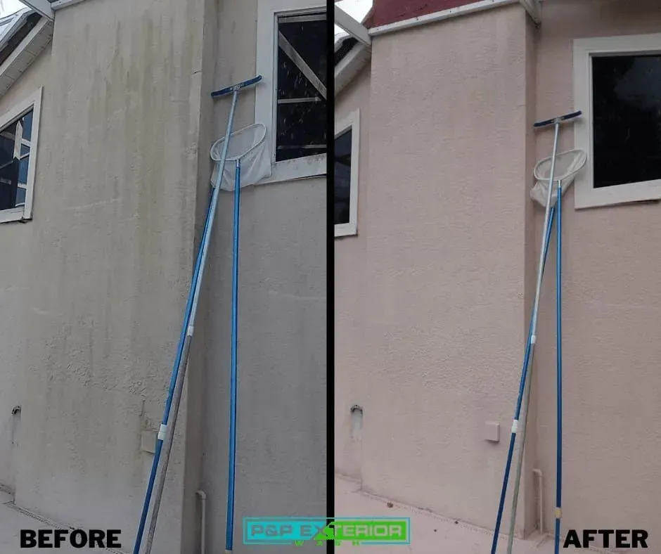 A picture of a house before and after being cleaned