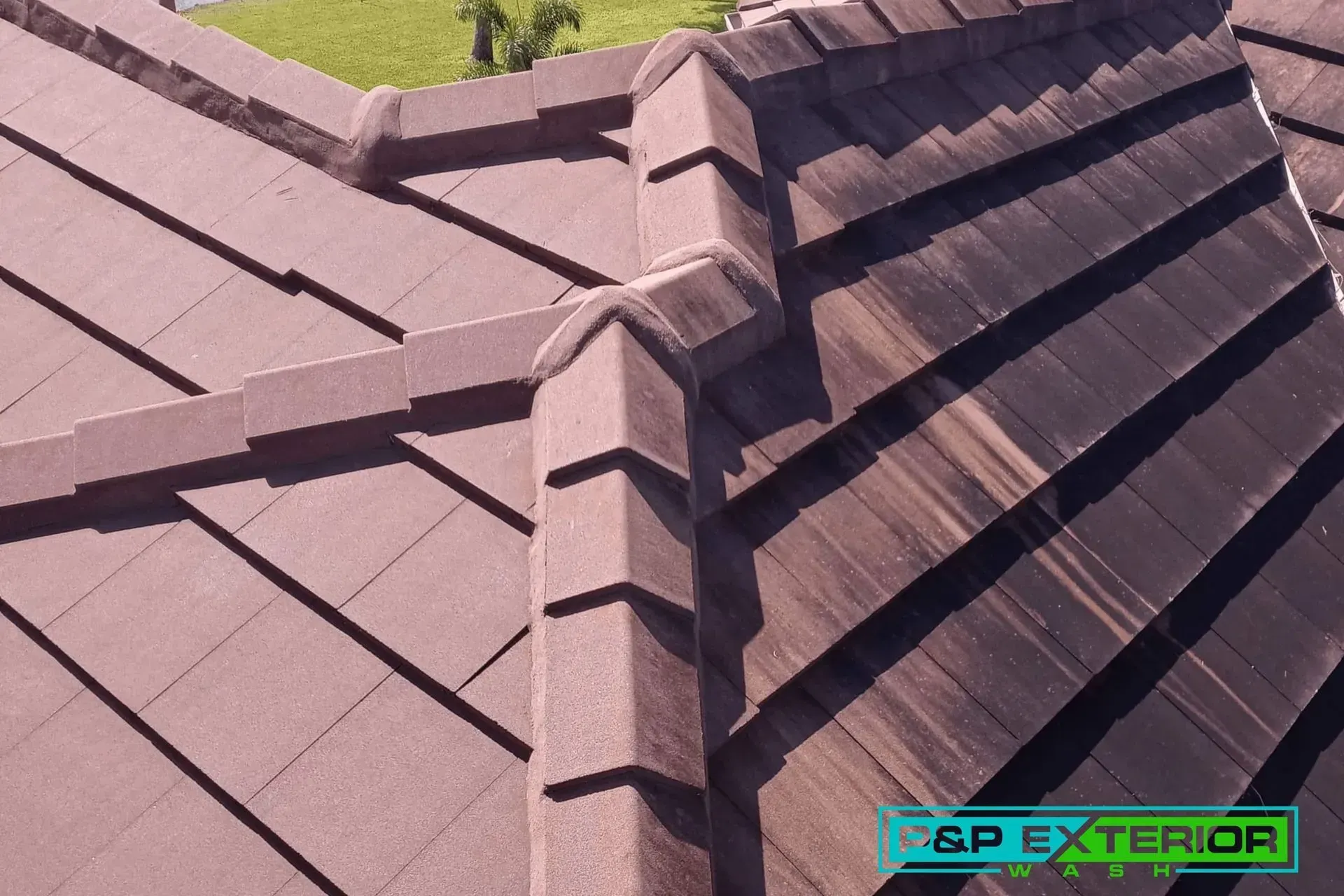 A roof with a gp exterior logo on it