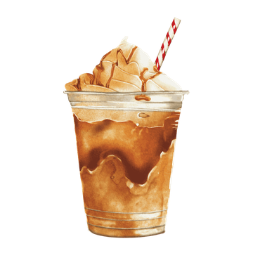 A cup of iced coffee with whipped cream and a straw.