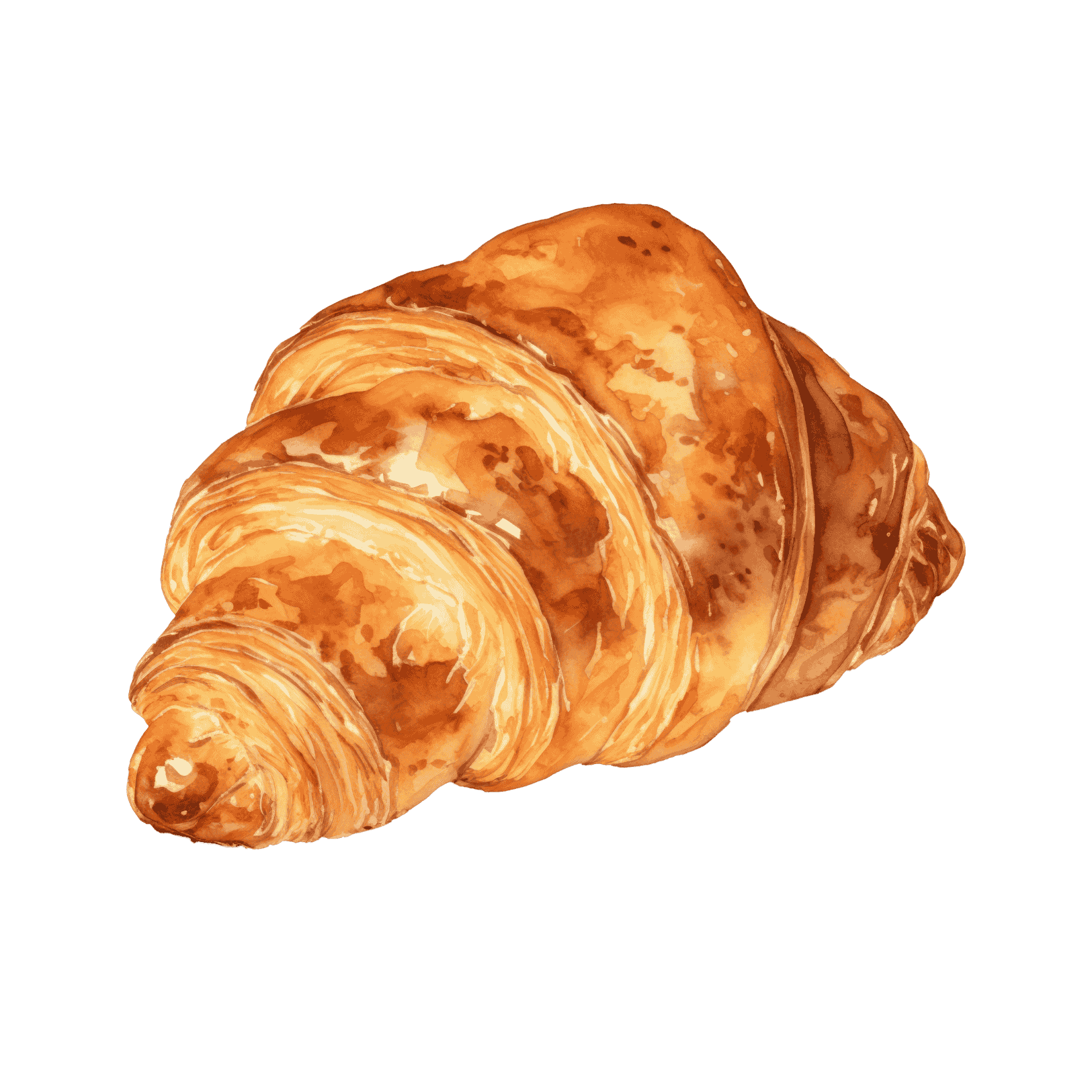 A close up of a croissant on a white background