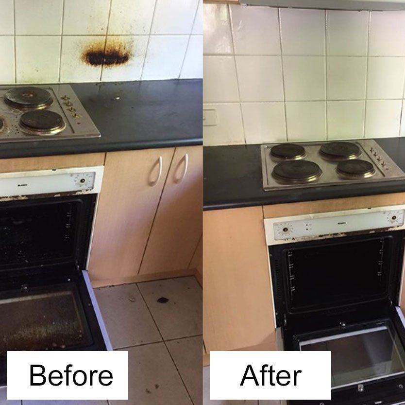 Before and after stove cleaning by AccessMaids