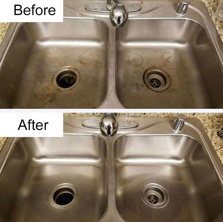 Before and after kitchen sink cleaning by AccessMaids