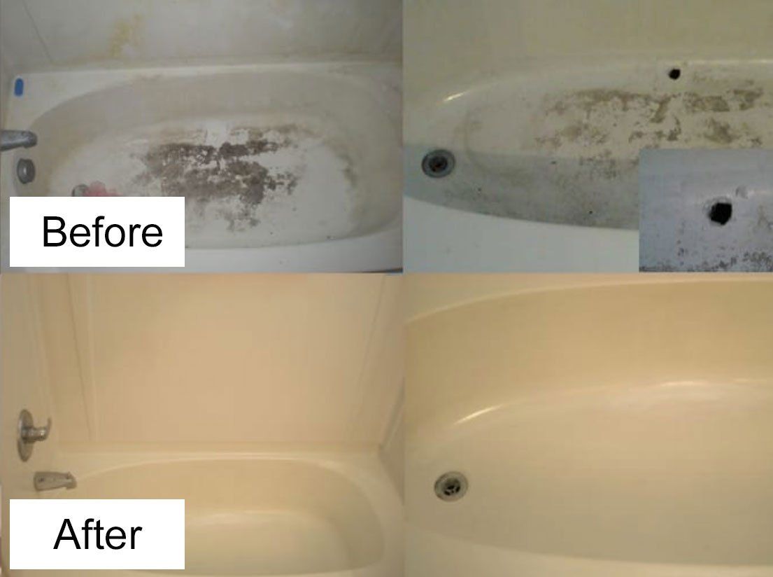Before and after tub cleaning by AccessMaids
