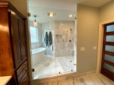 Shower Enclosures — Bathtub and Shower in New Luxury Home in Olathe, KS