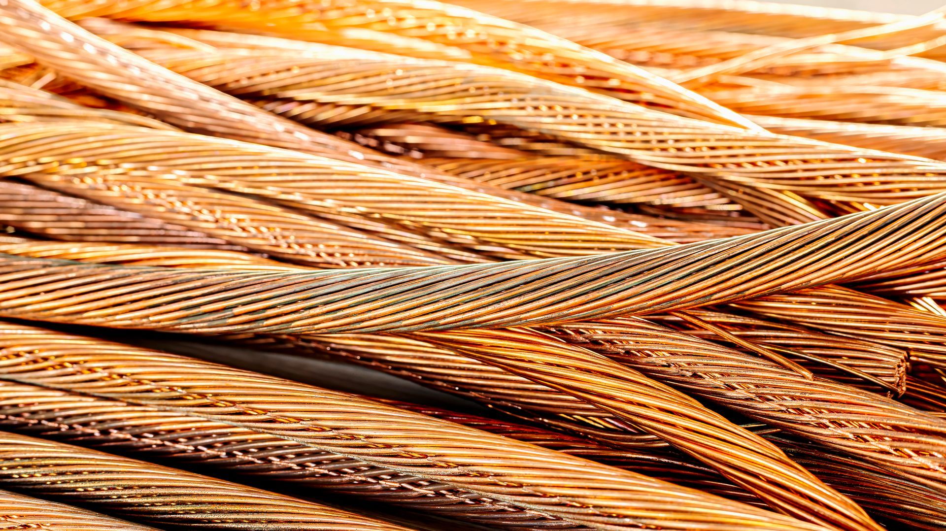 Copper cable scrap metal recycled.