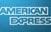 American Express logo, blue background.