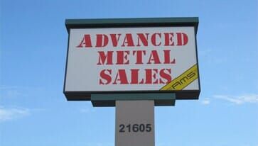 Advance metal sales advertisement board — steel fabrication Phoenix, AZ