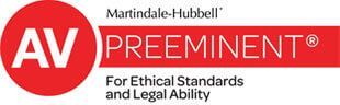 The logo for martindale hubbell av preeminent for ethical standards and legal ability.