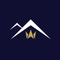 A logo of a mountain with a crown on it