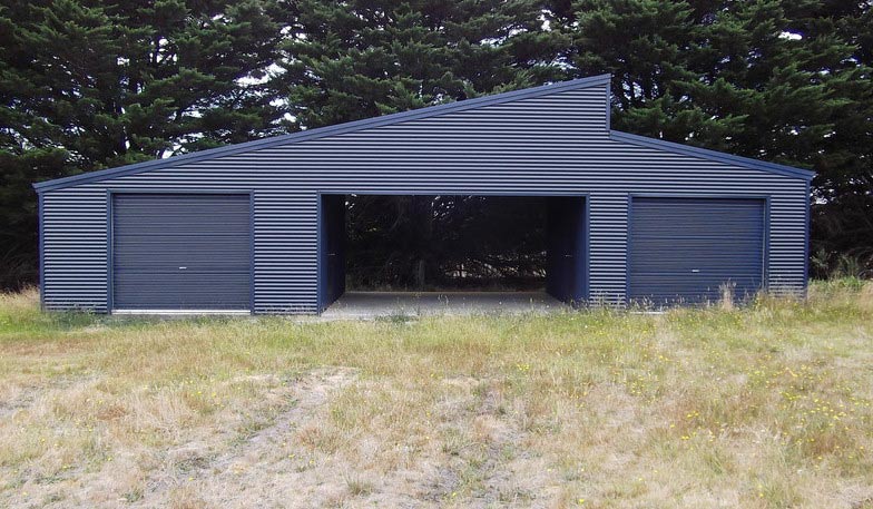custom shed with abstract roof