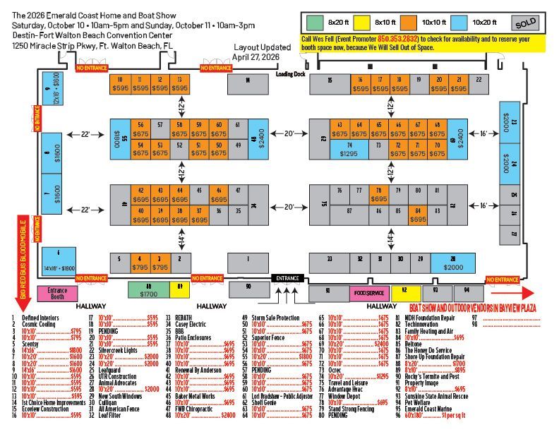 Booth Layout — Destin, FL — Paradise Promotions of the Emerald Coast LLC