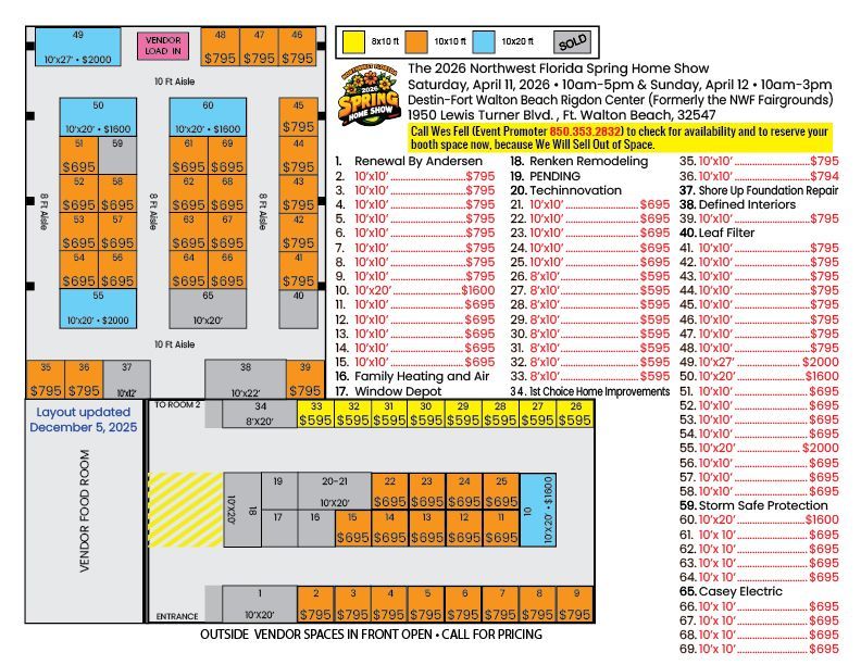 Booth Layout — Destin, FL — Paradise Promotions of the Emerald Coast LLC Booth Layout — Destin, FL — Paradise Promotions of the Emerald Coast LLC