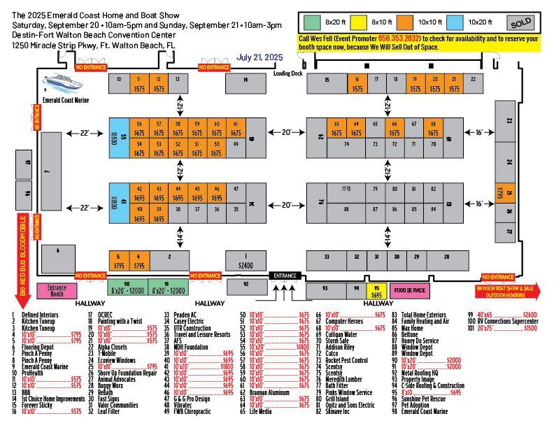 Booth Layout — Destin, FL — Paradise Promotions of the Emerald Coast LLC