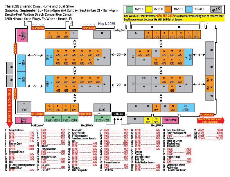 Booth Layout — Destin, FL — Paradise Promotions of the Emerald Coast LLC