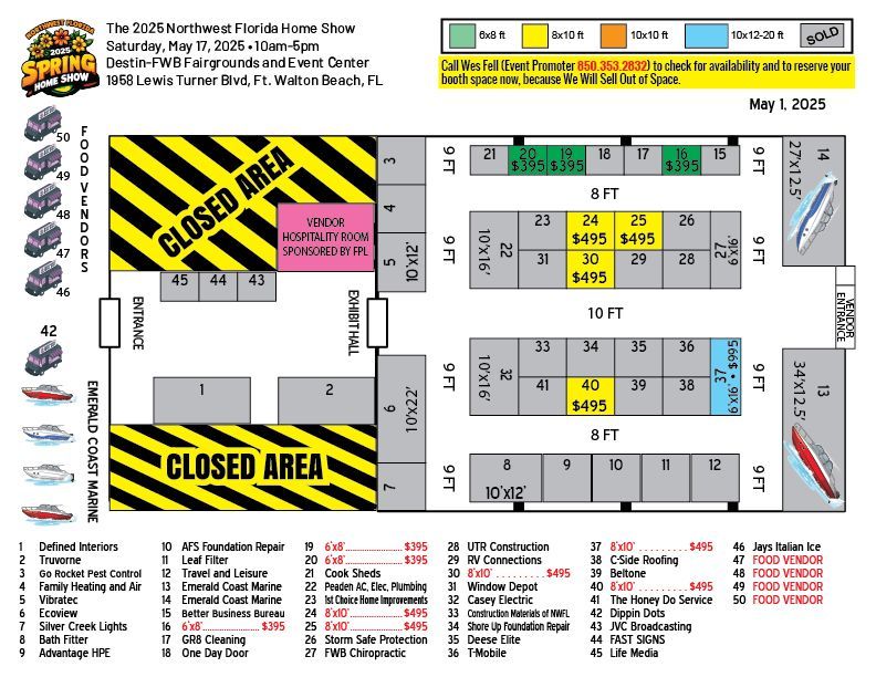 Booth Layout — Destin, FL — Paradise Promotions of the Emerald Coast LLC