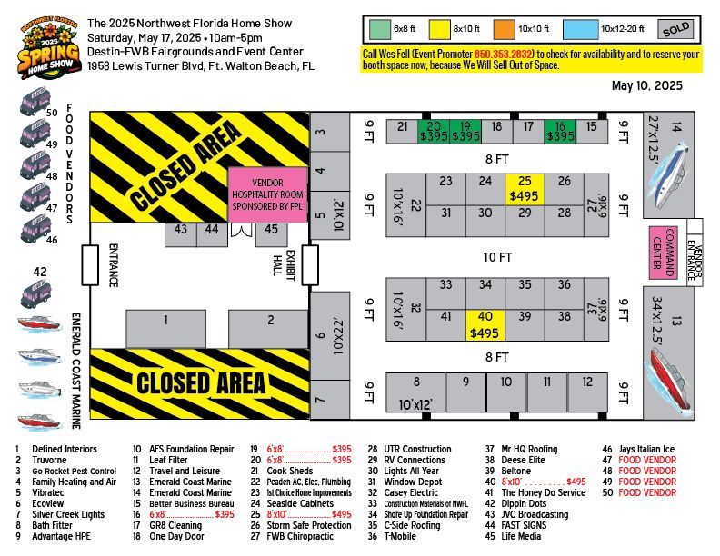 Booth Layout — Destin, FL — Paradise Promotions of the Emerald Coast LLC