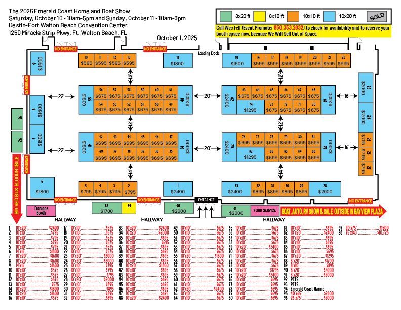 Booth Layout — Destin, FL — Paradise Promotions of the Emerald Coast LLC