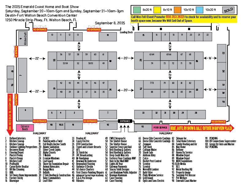 Booth Layout — Destin, FL — Paradise Promotions of the Emerald Coast LLC