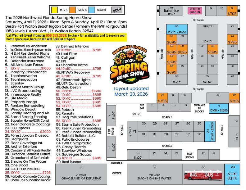 Booth Layout — Destin, FL — Paradise Promotions of the Emerald Coast LLC Booth Layout — Destin, FL — Paradise Promotions of the Emerald Coast LLC