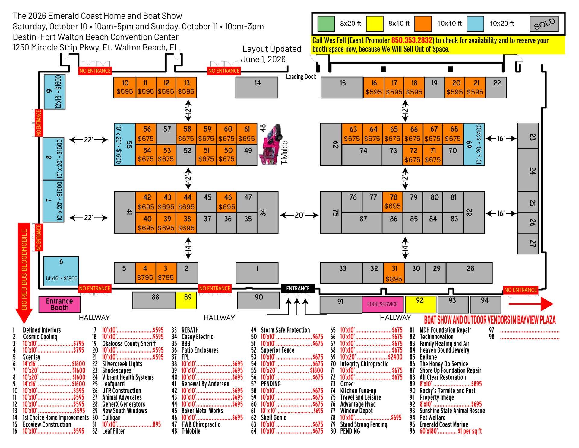 Booth Layout — Destin, FL — Paradise Promotions of the Emerald Coast LLC