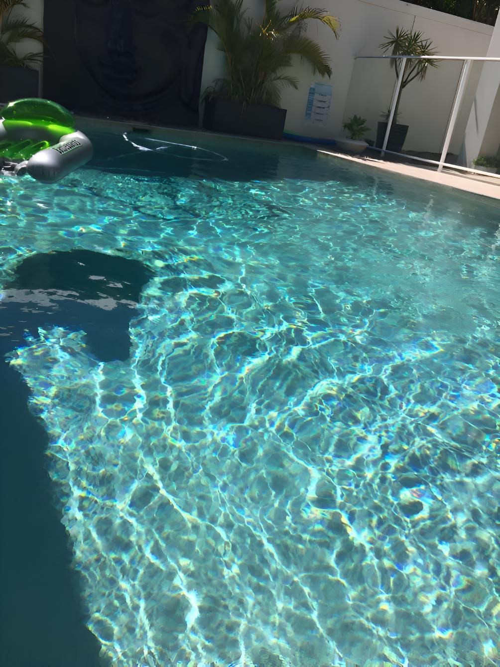 A Swimming Pool With A Green Floatie — Aqua Duck Pool Care In Landsborough, QLD