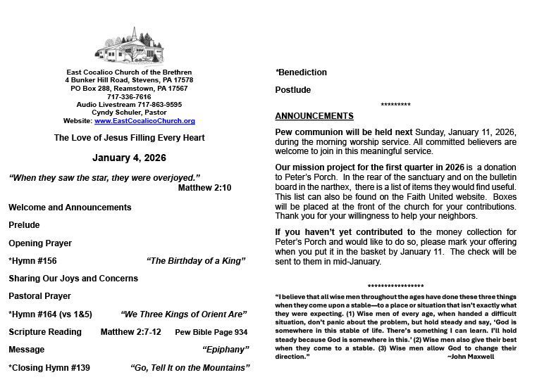 Sunday Bulletin Details