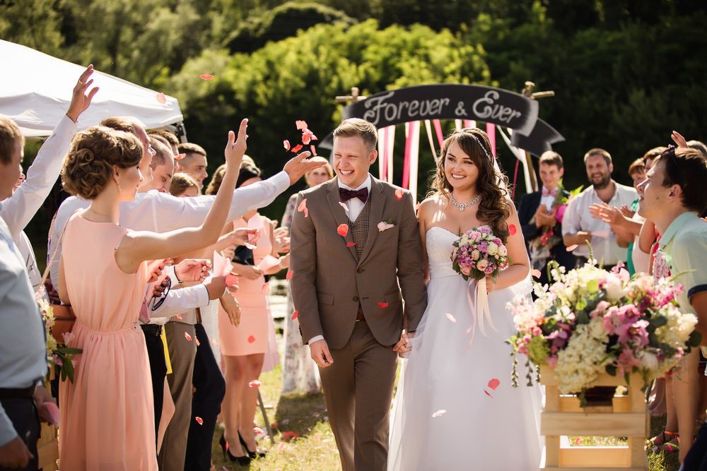 Newlywed couple after a wedding ceremony