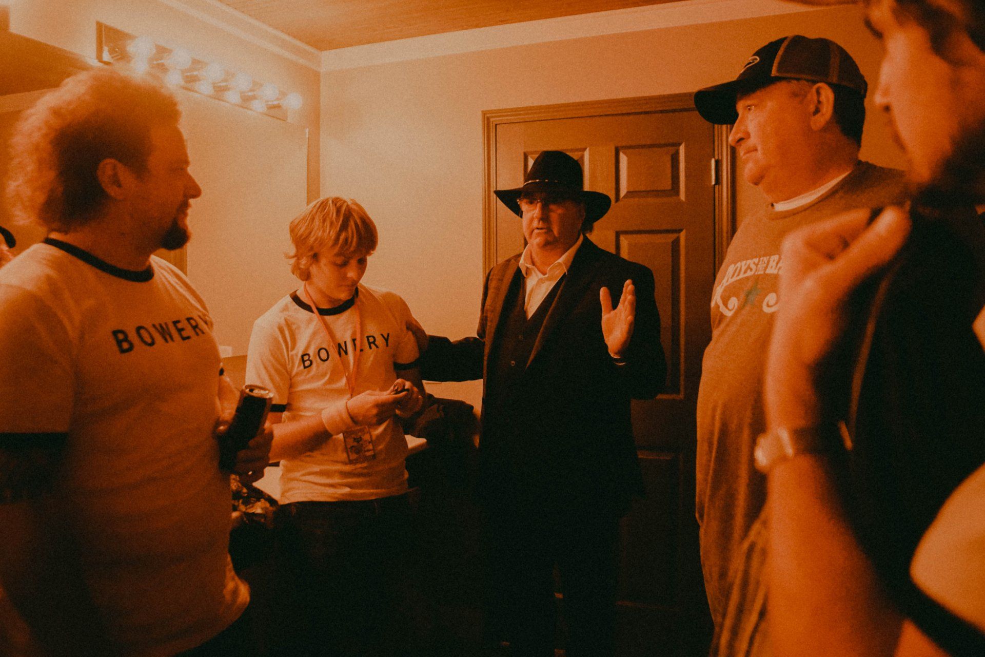 A man wearing a shirt that says boxer on it