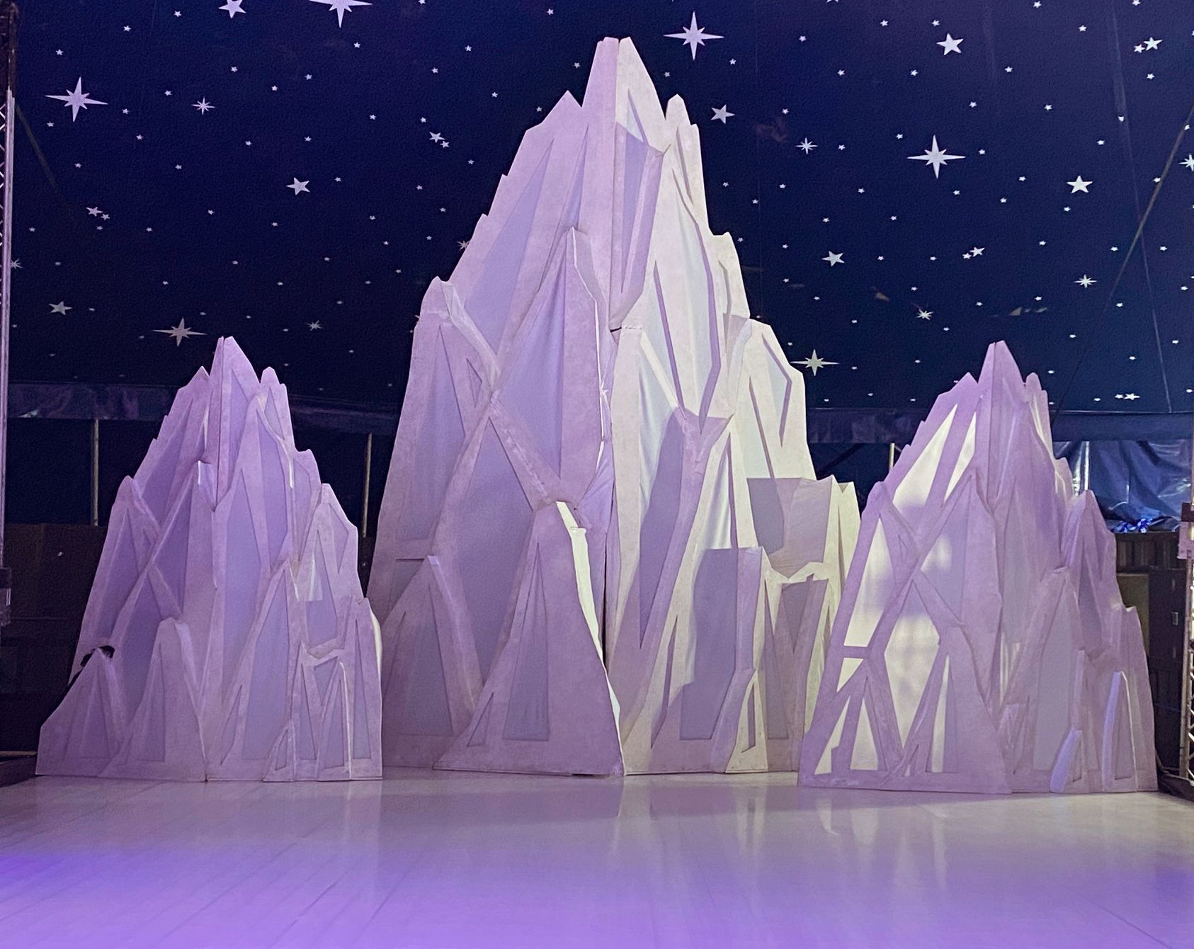 3 constructed glaciers on an ice ring