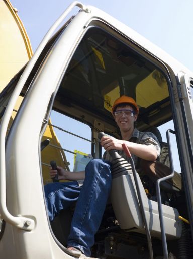 A crane operator at work in Goulburn