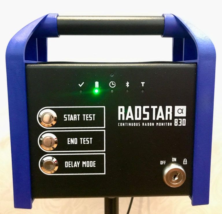 A radstar device with buttons for start test end test and delay mode