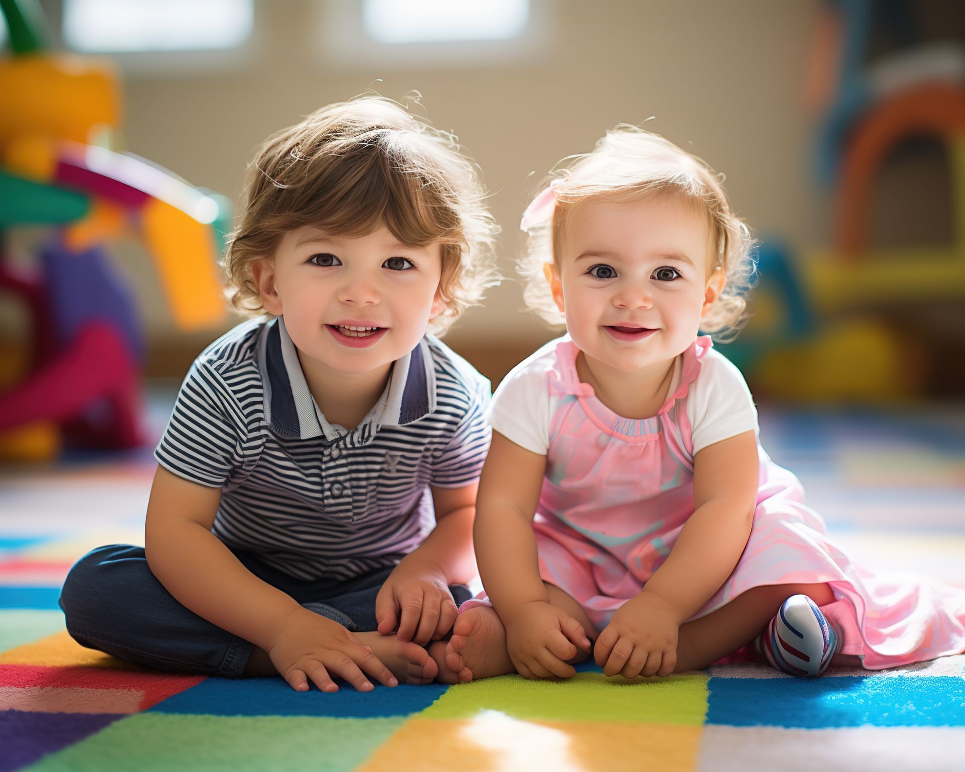 A little girl is laughing while looking at her mother.